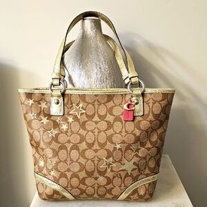 Coach Gold and Tan Tote Bag